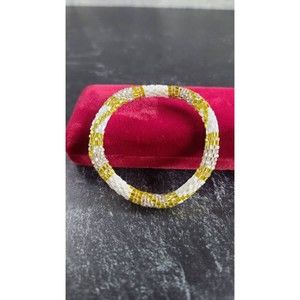 Vintage Gold and White Beaded Bracelet